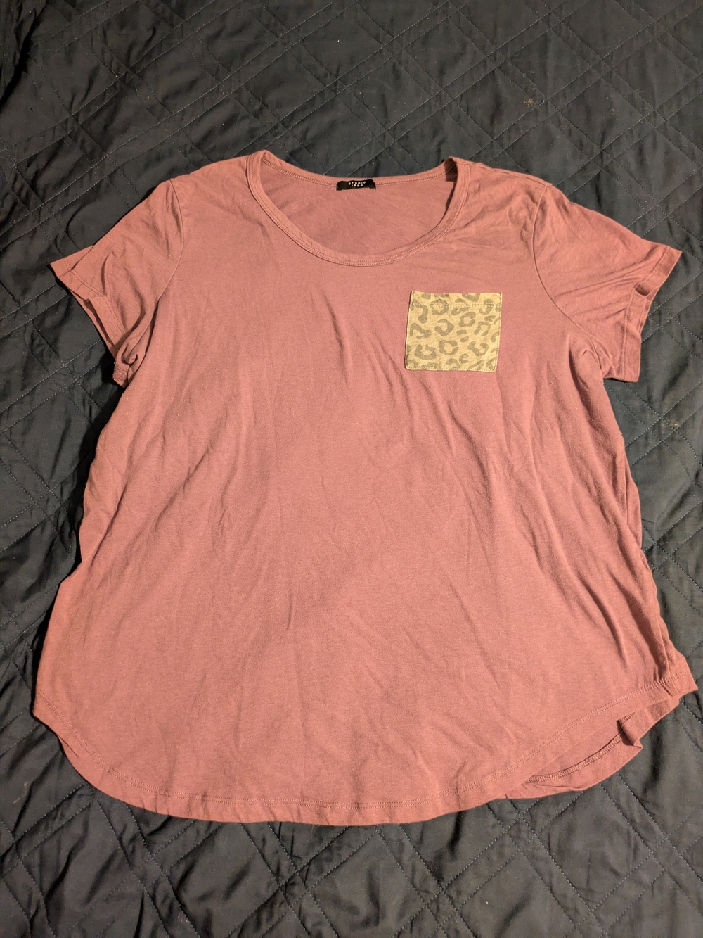 Studio 1886 Avon Fashions Purple Crewneck Tee with Leopard Pocket